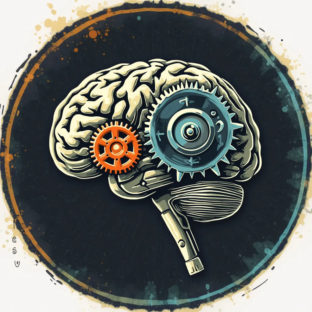 Icône Cerveau stylisé rétro
